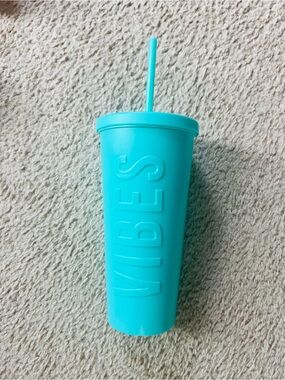 VIBES Aqua Reusable Tumbler with Straw